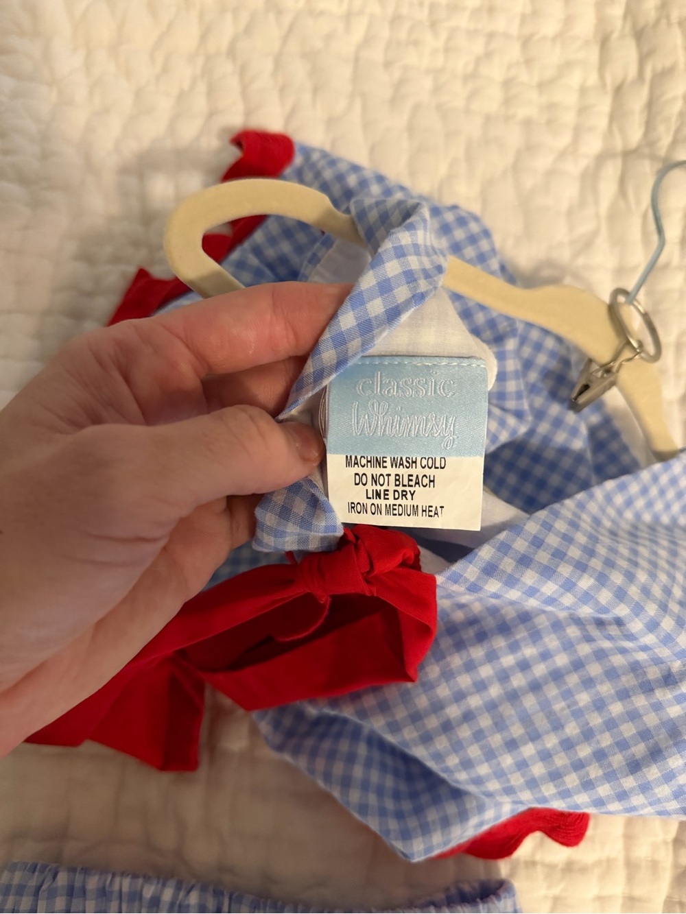 Classic Whimsy Girls American Gingham Matching Set with Red Sash — 18M - Picture 2 of 3